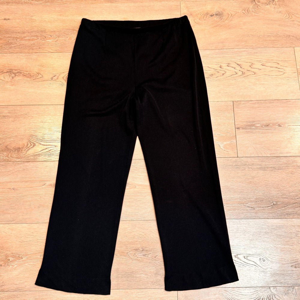 Ming Wang Knit Woven Crepe Dress Pants Womens Large L Black Pull On‎